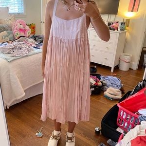 UrbanOutfitters pink and white pinstripe mididress